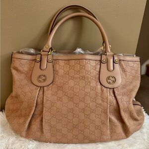 Gucci Brown Monogram Leather Tote